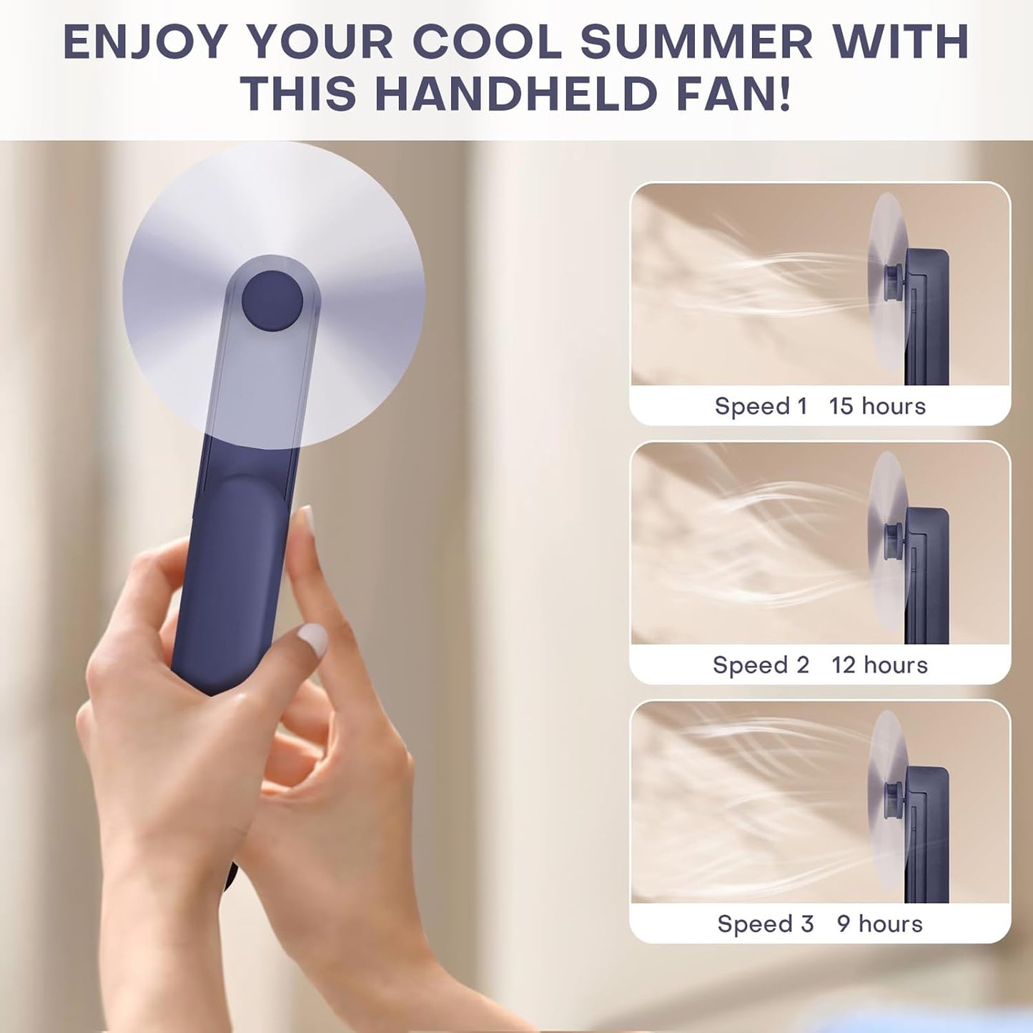 Nezylaf Portable Mini Handheld Fan, Small Rechargeable Personal Fan with Pocket Power Bank Design for Travel/Women Gifts/Disney World Accessories/Theme Park Essentials