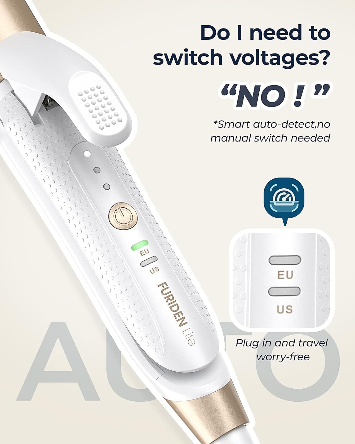 Dual-Voltage Curling Iron: 110V-240V 1 Inch Ceramic Barrel 2-in-1 Curling Iron for Chin to Shoulder Length Hair - Europe Travel for Tight Curls with Clamp