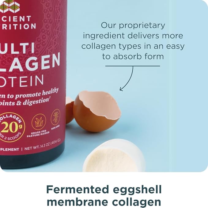 Ancient Nutrition Collagen Peptides Powder, Multi Collagen Protein, Women & Men, Vitamin C, Probiotics, Hydrolyzed Collagen, Supports Skin, Joints, Gut Health, Unflavored, 60 Servings