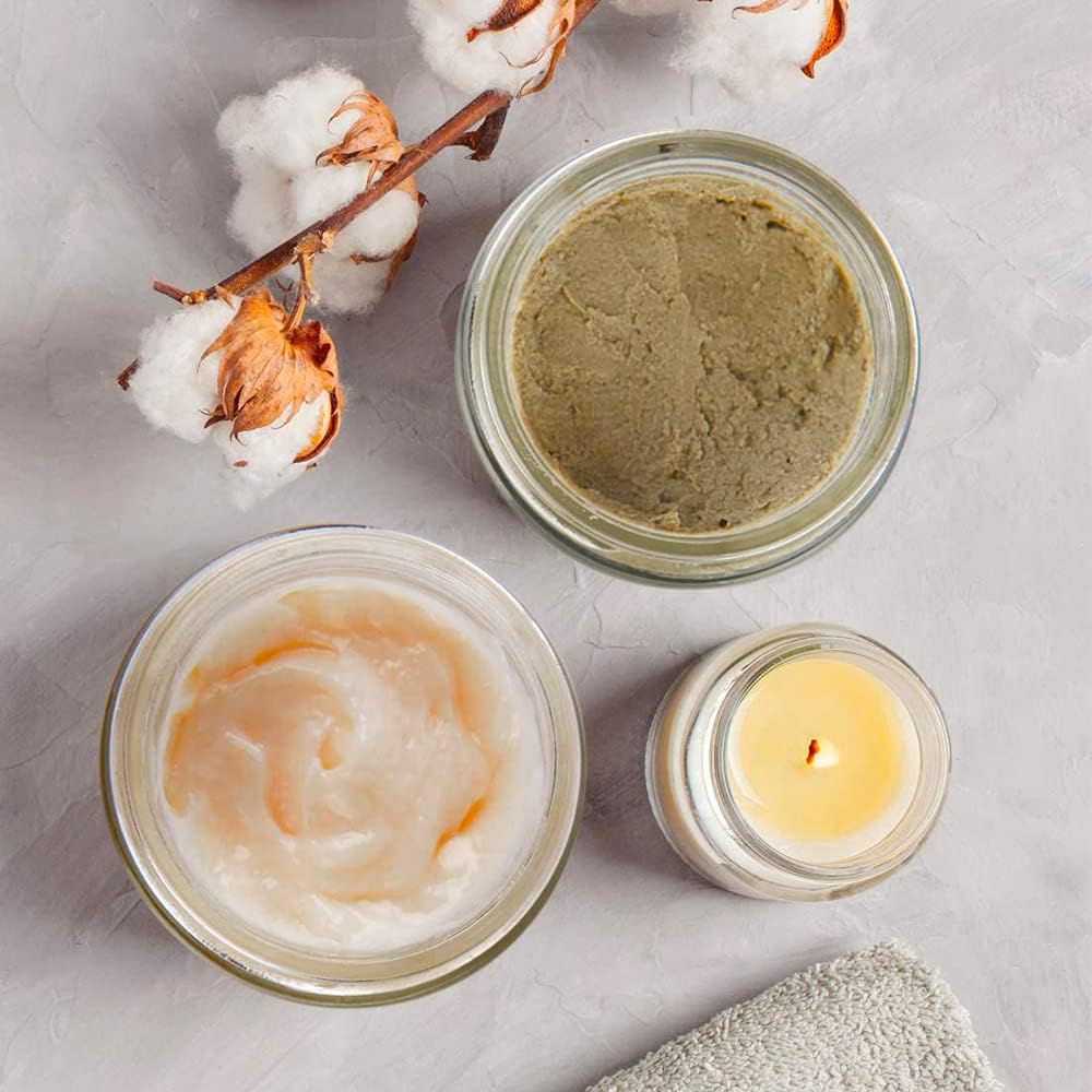 Tecohouse 4 oz Glass Jars with Lids, 48 Pack Clear Cream Canning Mason Jars with Lids, White Labels & Inner Liners, Empty Airtight Round Clear Slime Containers for Spice, Lotion, Ointments