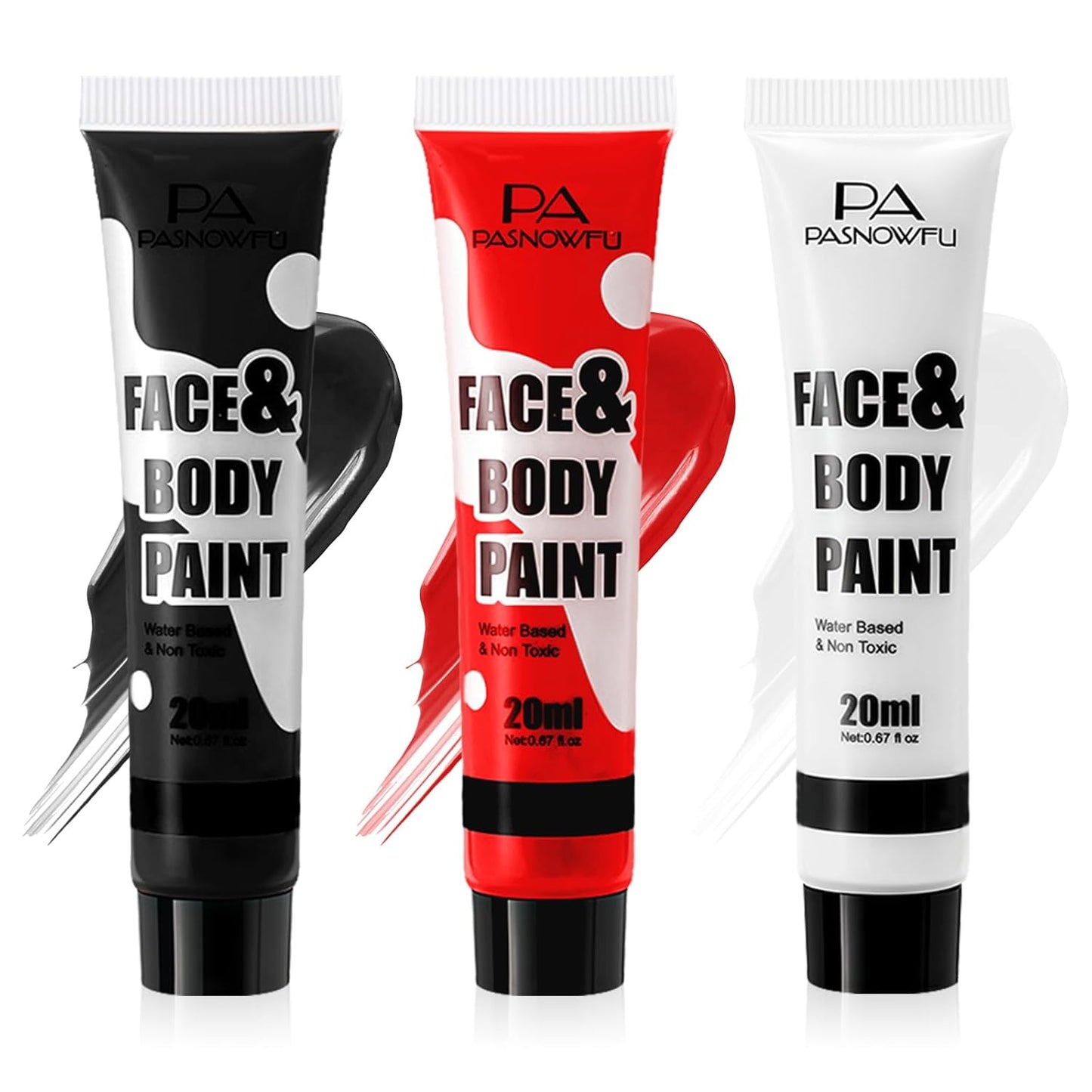 Black White Red Face Paint - Water-Based Non-Toxic Face Body Paint Kit for Demon and Spider-Inspired , Full Coverage Washable Formula for Halloween Cosplay, Costume Parties, Sports Events