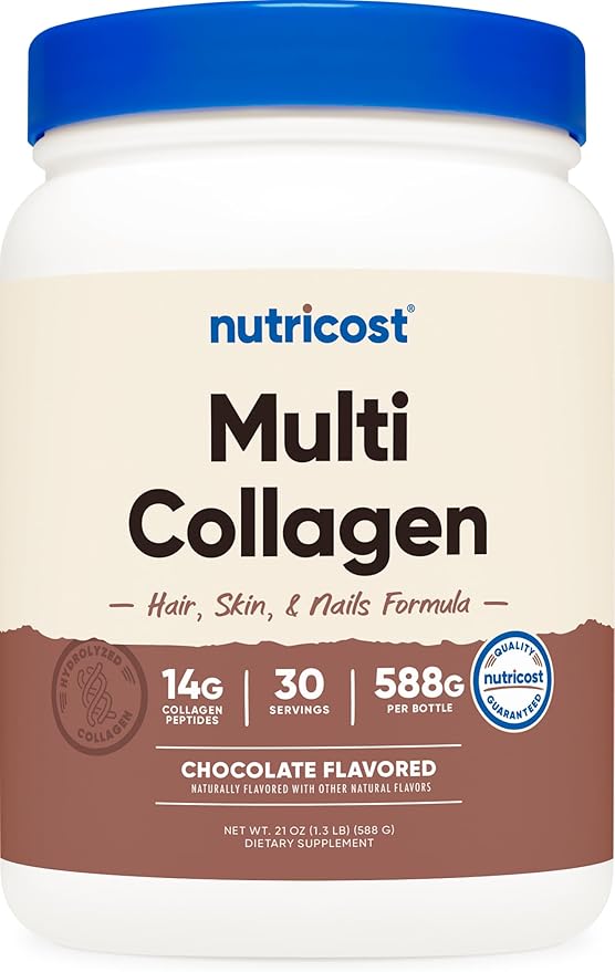 Nutricost Multi Collagen + Beauty & Protein Powder (Milk Chocolate Flavor) 30 Servings - with Biotin and Collagen Peptides, Non-GMO, Gluten-Free
