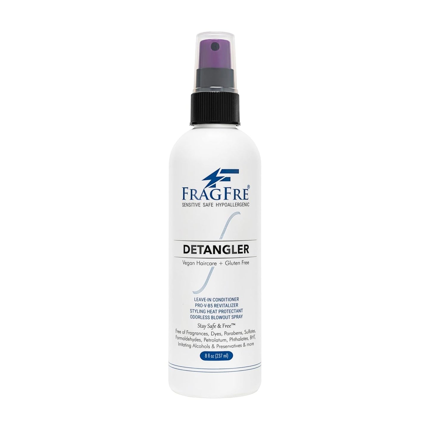 Hair Detangler Spray, 8 oz - Leave in Conditioner for Sensitive Skin and Scalp - Styling Heat Protectant Spray - Gluten Free Vegan Cruelty Free