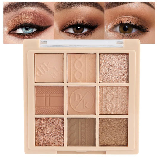 9Colors Neutral Eye Shadow Palette Eyeshadow Kit Nudes,Matte Glitter Natural Neutral Eyeshadow Palettes for Hazel Eyes Long Lasting Naturing-Looking Travel Eyeshadow Nude Palette