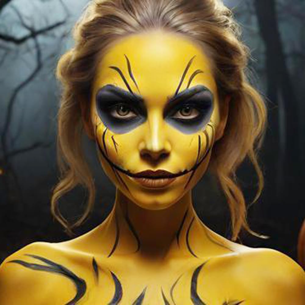 Mysense Yellow Face Body Paint Stick, Yellow Eye Black Stick, Cream Eye Paint for Baseball Softball Football Lacrosse, Non-toxic Facepaint for Halloween Costume Lion Tiger Cosplay Makeup
