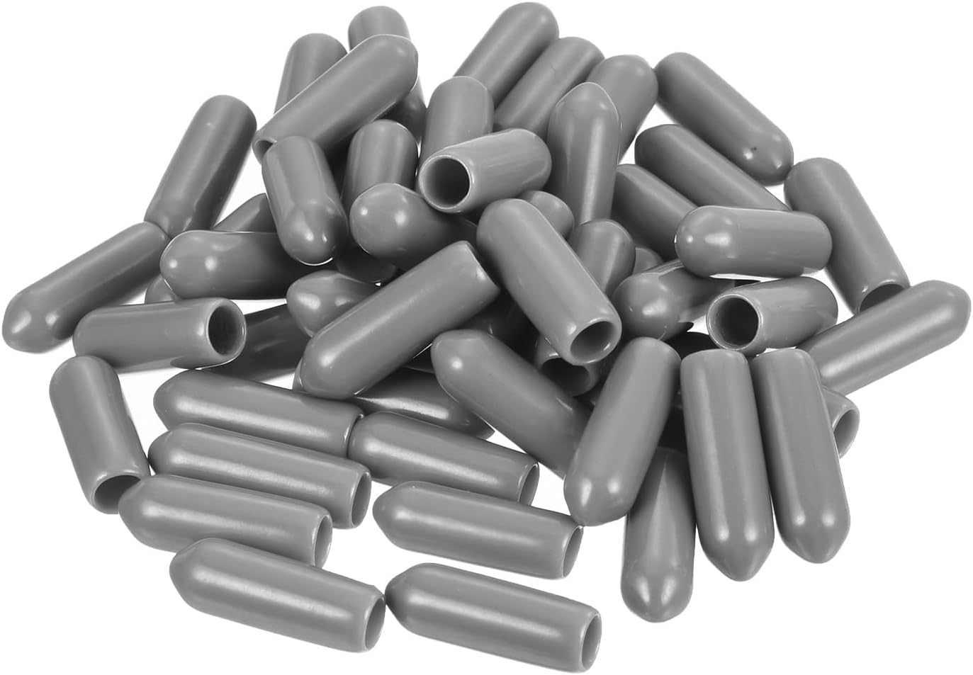 uxcell 50pcs Rubber End Caps Protective Caps 4.5mm ID Vinyl PVC Round Tube Bolt Cap Cover Screw Thread Protectors Light Grey
