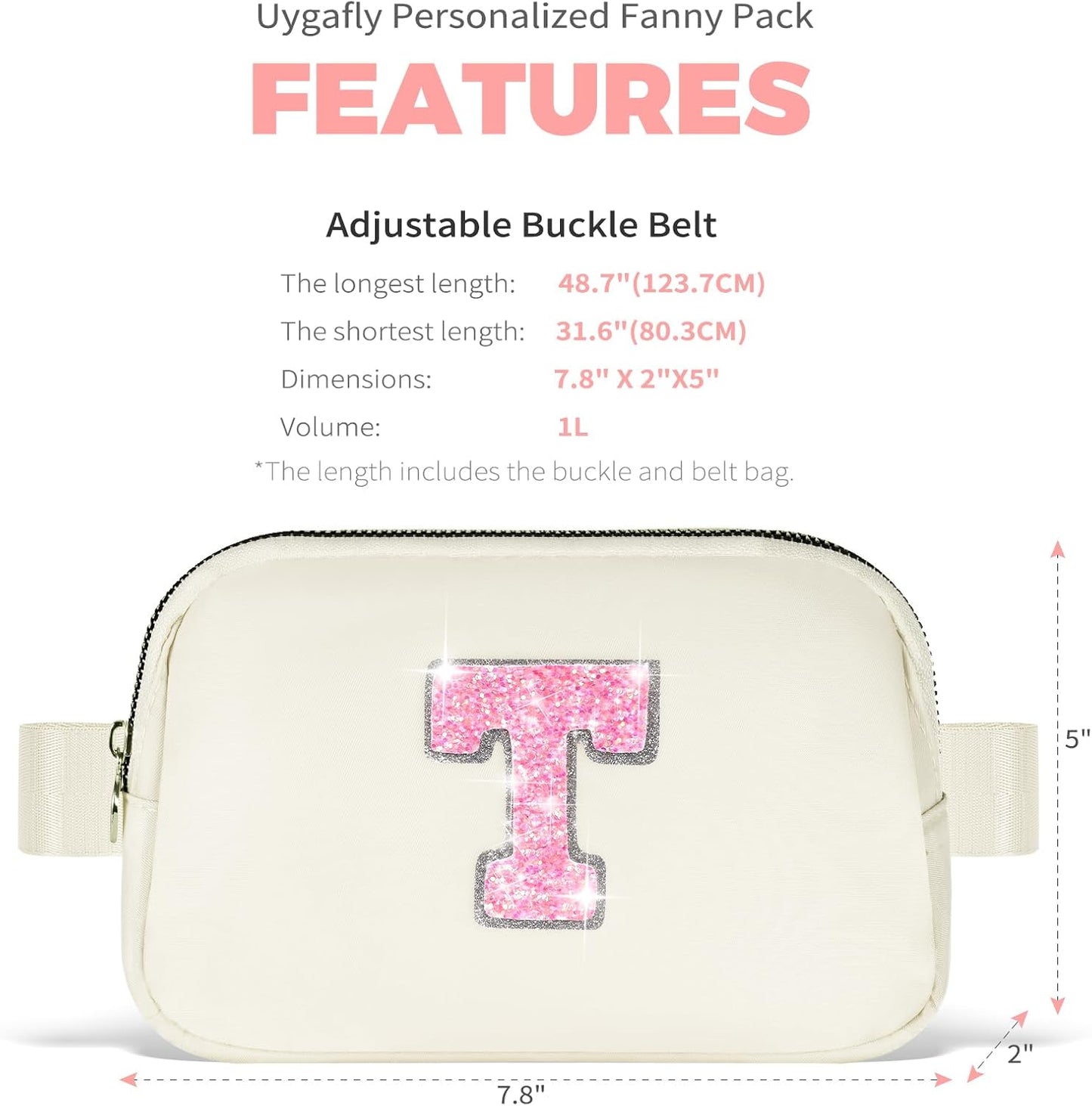 Gifts for Girls & Kids - Birthday Gifts for Daughter & Sister, Essentials for Her, Travel Essentials, Cute Teen Trendy Stuff Waist Packs Belt Bag Crossbody Bag | Cream, Initial T