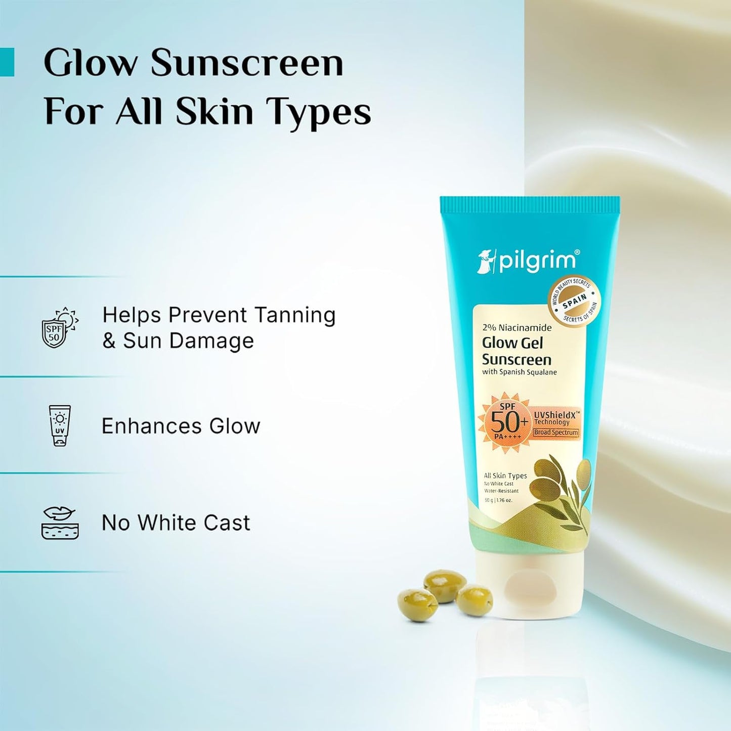 Pilgrim Anti-Tan Skincare Combo: 2% Niacinamide Glow Sunscreen SPF 50 +++ & 25% AHA + 2% BHA + 5% PHA Peeling Solution|Sun Protection & Deep Exfoliation | For Even Skin Tone & Radiant Glow