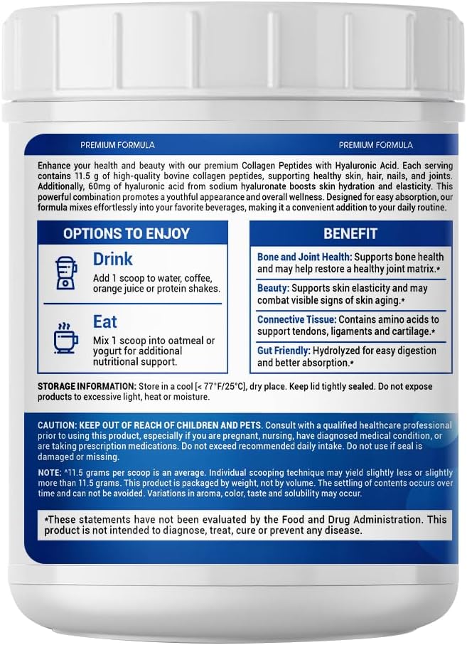 Premium Collagen Peptides - Hydrolyzed Unflavored Powder for Youthful Skin, Strong Nails & Joint Support