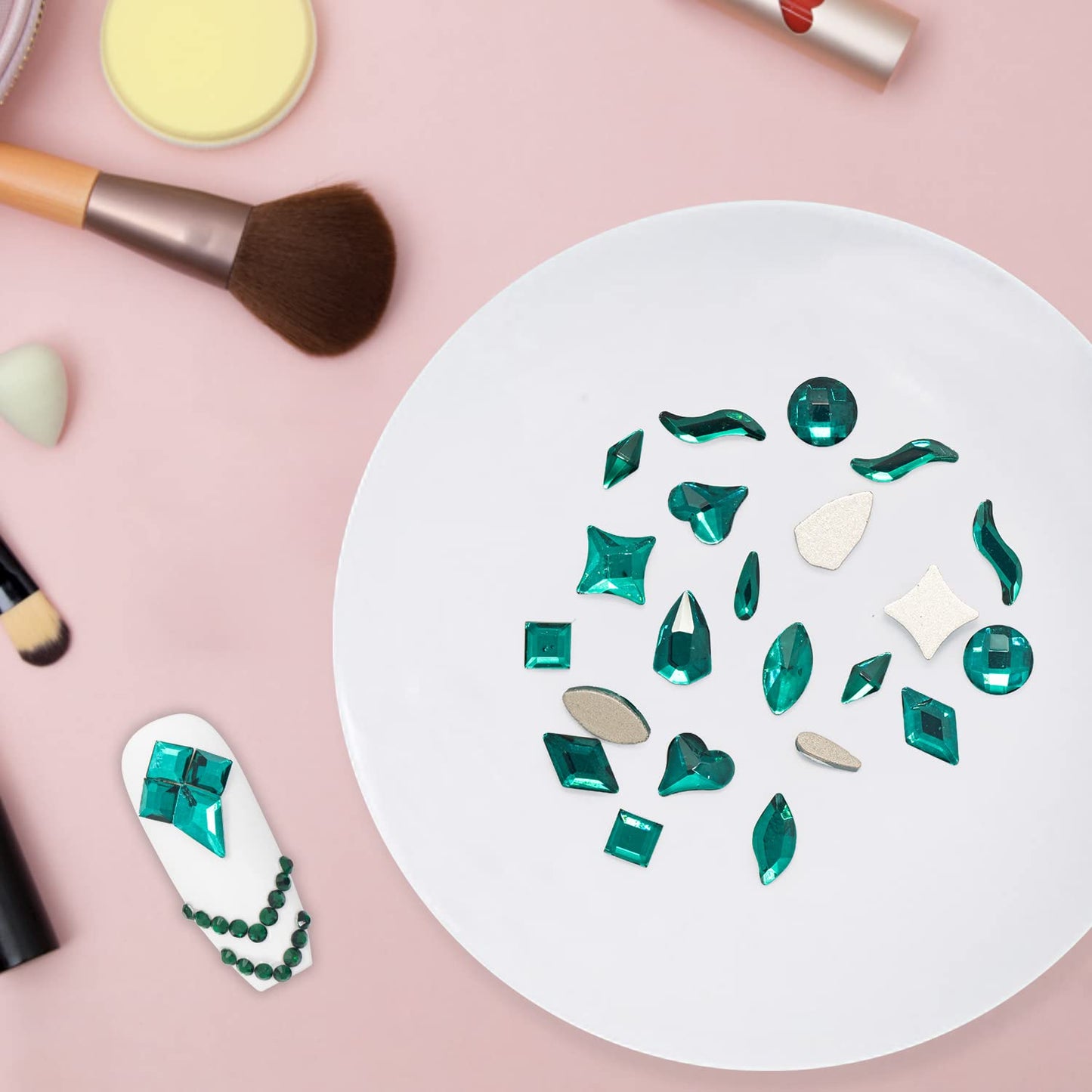 Flatback Crystal Rhinestones - 120 Pcs Multi Shapes Glass Nail Art Decorations for Acrylic Nails DIY Design