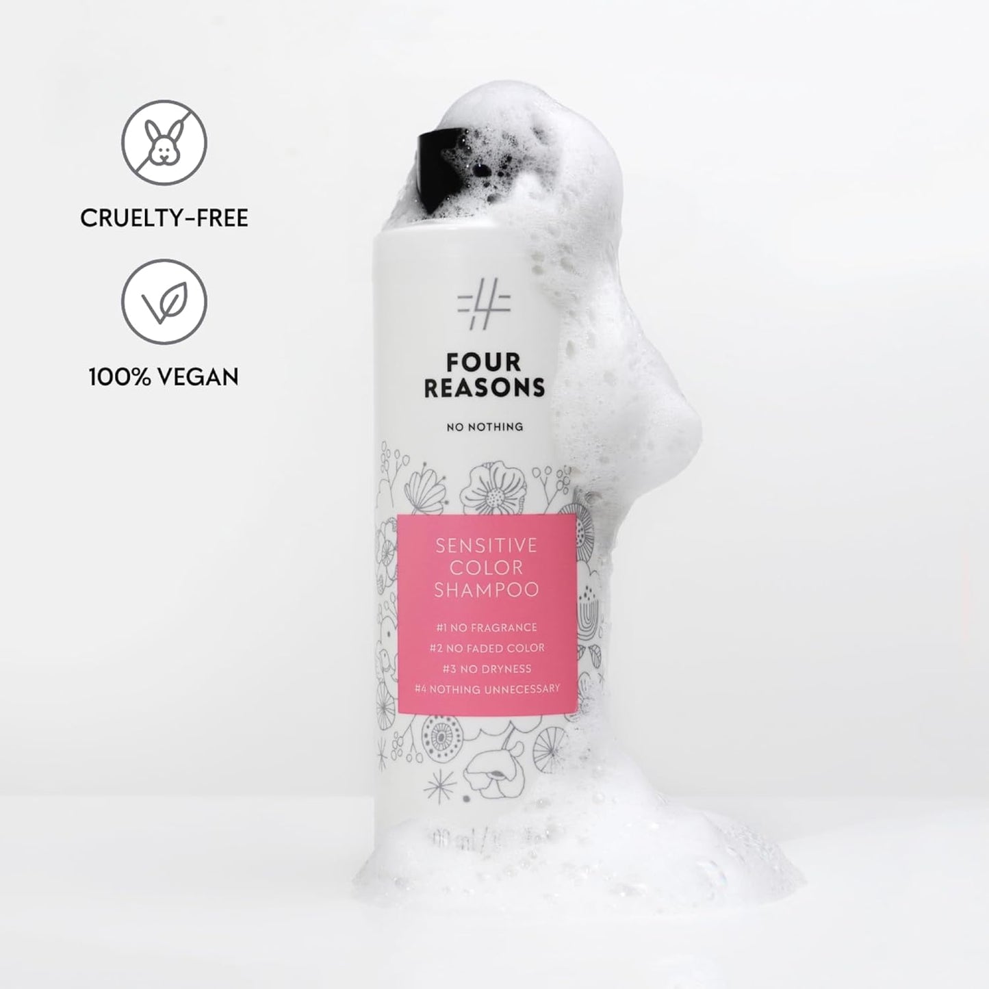 No nothing Sensitive shampoo for color treated hair - Fragrance Free - Hypoallergenic, Vegan, Paraben Free - Unscented Shampoo for Sensitive Scalp and Skin – 10.15 oz