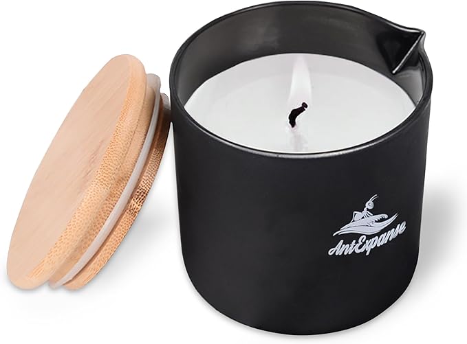 Soy Massage Oil Candle, 8.8OZ Low Temp Vanilla in Frosted Black Glass, Moisturizing Essential Oil Body Massage for Home & Spa, Skin Treatment Wax (Classic Vanilla)