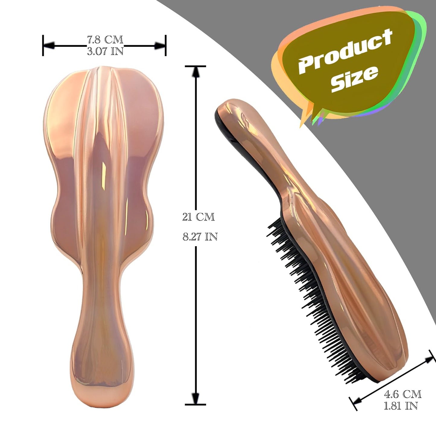 WYNK Hair Brush Detangler for Adults & Kids，Detangling Comb Hair Styling Tools & Appliances for Natural/Wavy/Curly/Coily/Wet/Dry/Oil/Thick/Straight/Long Hair (Champagne Gold Electroplate)