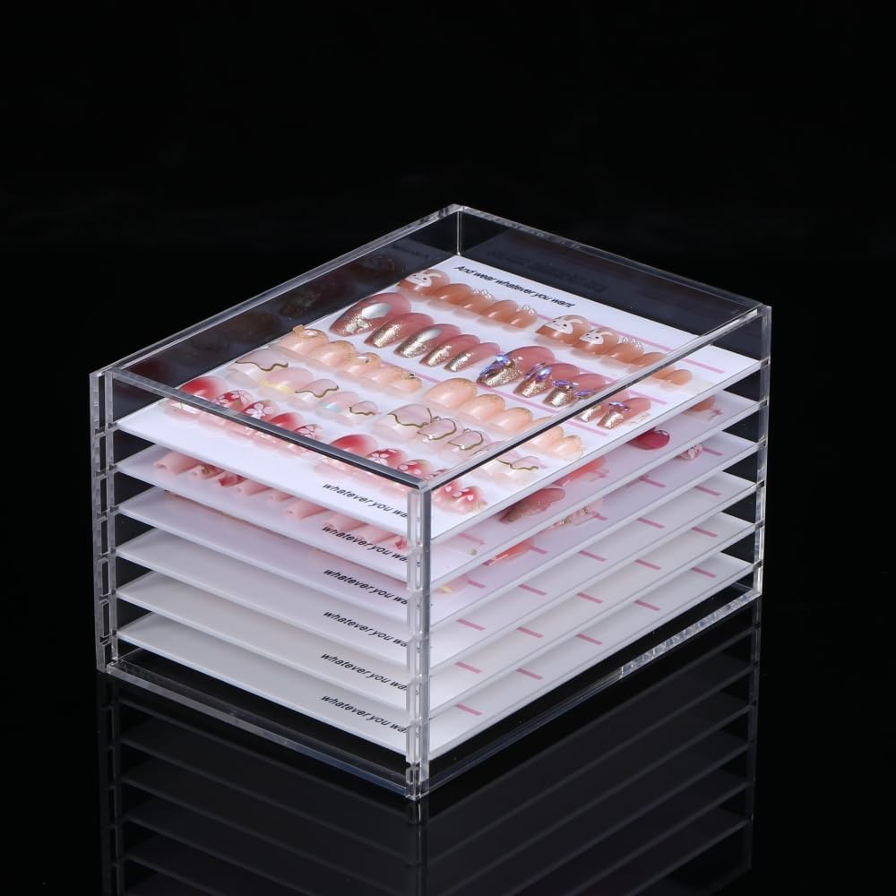 6 Layers Acrylic Nail Storage Organizer, Cosmetic Makeup Container Box, Clear Case Cabinet Display Used for Nail Storage and Nail Salons (6 Layers)