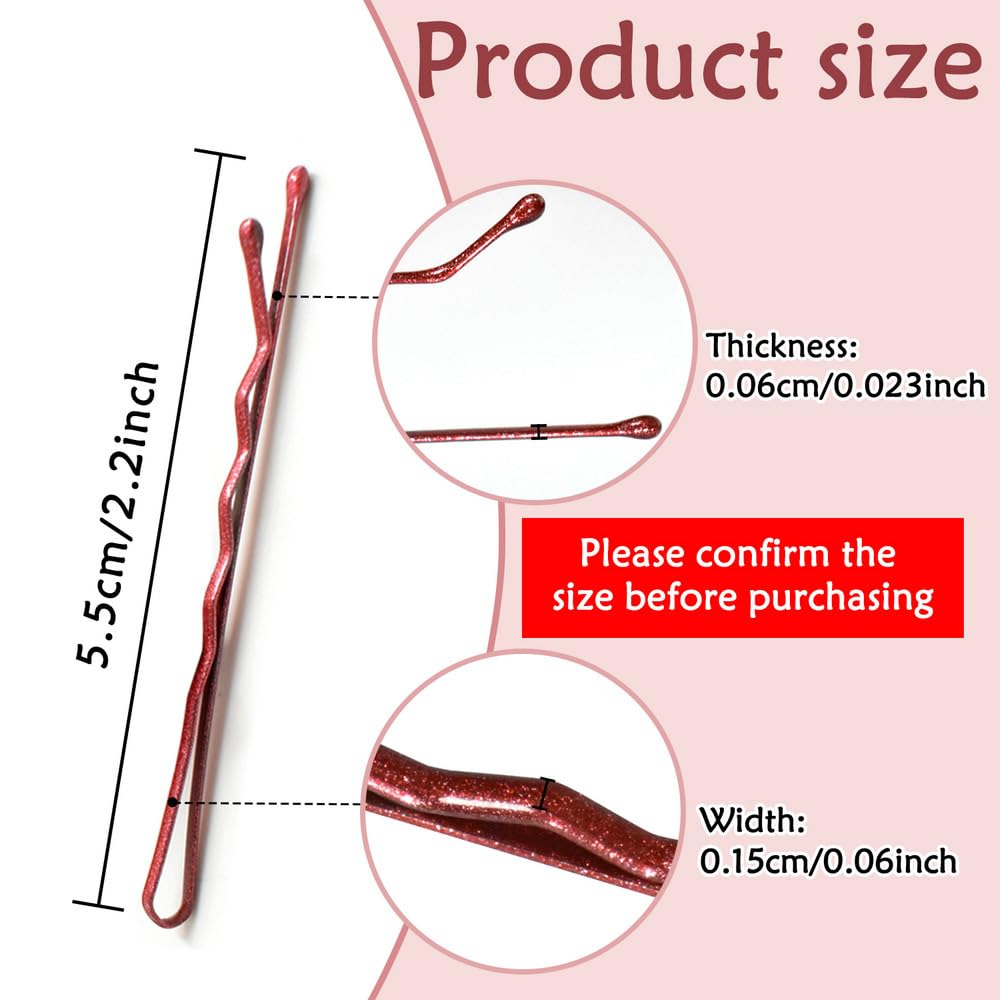 Reddish Brown Bobby Pins 330 Ct, YINGFENG 2.2Inch High Gloss Bobby Hair Pins for Styling, Comfortable, Lock In Style, Pain Free Hair Accessories for Women & Men, All Hair Types
