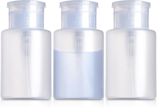 Pump Dispenser-Refillable Cosmetic Push Down Pump Dispenser-PP Material Alcohol Dispenser-Empty Makeup Acetone Containers for Acetone Nail Polish Remover,Nail Care,and Alcohol (3PCS)