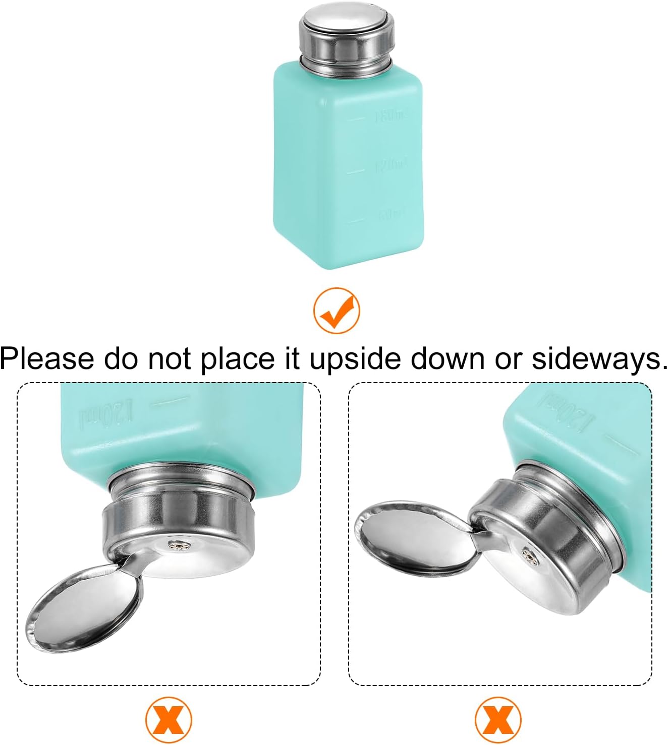 HARFINGTON 4PCS 180ML(6oz) Push Down Alcohol Dispenser Pump Liquid Press Empty Bottles Refillable Container for Cleanser Nail Polish Remover, Green