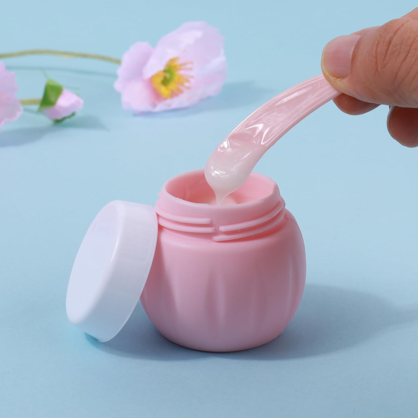 GLAMFIELDS TSA Approved 2Pcs 1.7oz+3Pcs 1oz Travel Size Silicone Jars BPA Free, Leak-proof Travel Essentials with Lid for Cosmetic Face Hand Body Cream Purple(5Pack)