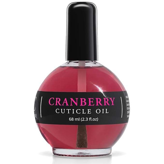 Moisturizing Cuticle & Nail Care Oil 2.3 Fl Oz - Cranberry Scented – Infused with Jojoba Oil, Aloe, Vitamin E – Nail & Cuticle Hydration, Repair, Moisturizer, Strengthener, Growth