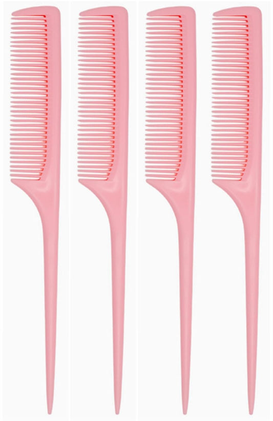 4 Pcs Rattail Combs for Women -Fine Tooth Styling Comb with Ergonomic Handle, Anti-Static Heat-Resistant Professional Hair Parting Tools for Smooth Detangling, Updos & Salon-Perfect Hairstyles.