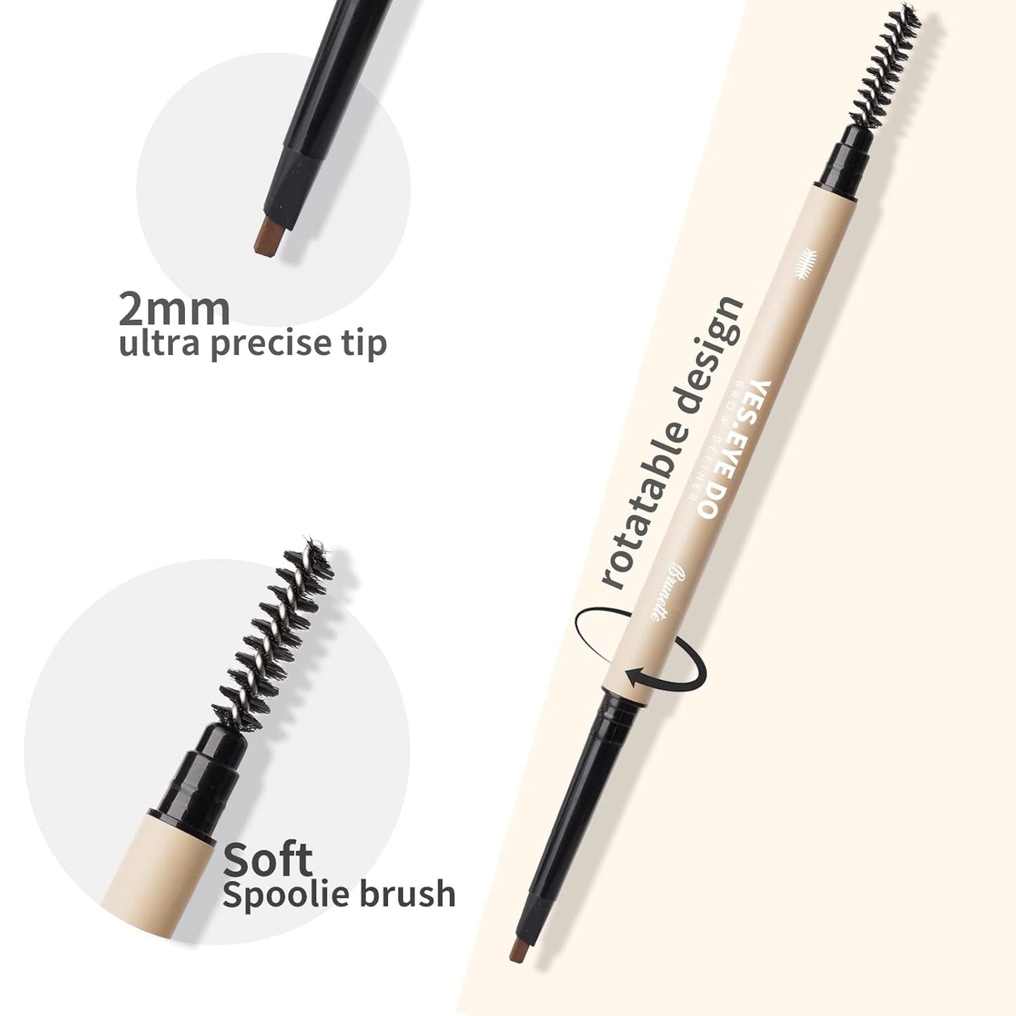 Eyebrow Pencil Deep Brown, Dual-ended Dark Brown Eyebrow Pencil, Waterproof Eyebrow Pen with Hair Like Stroke, Filling in Sparse Areas for Natural Looking, Chocolate, YES.EYE DO