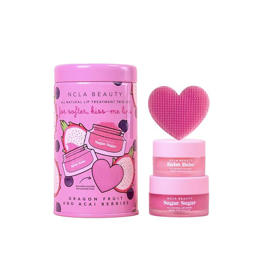 NCLA - Lip Care Set + Lip Scrubber | Clean, Natural, Non-Toxic Beauty (Dragon Fruit + Acai Berry)
