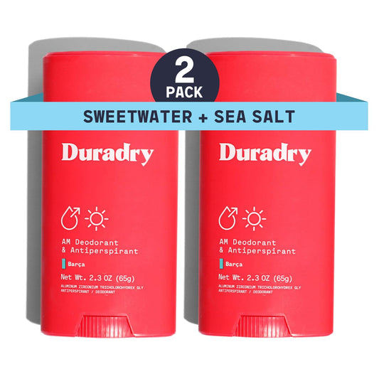 Duradry Clinical-Strength Antiperspirant Deodorant for Women and Men – Clean Formula with Natural Ingredients for Odor and Excessive Sweat Protection – Barca (SweetWater + Sea Salt) - pack of 2