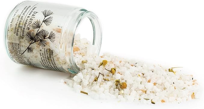 Hemlock Park Balance Essential Oil Bath Soak | Naturally Soothing Mineral Sea Salt and Botanicals | 10.5 oz Jar | Tea Tree & Cedarwood