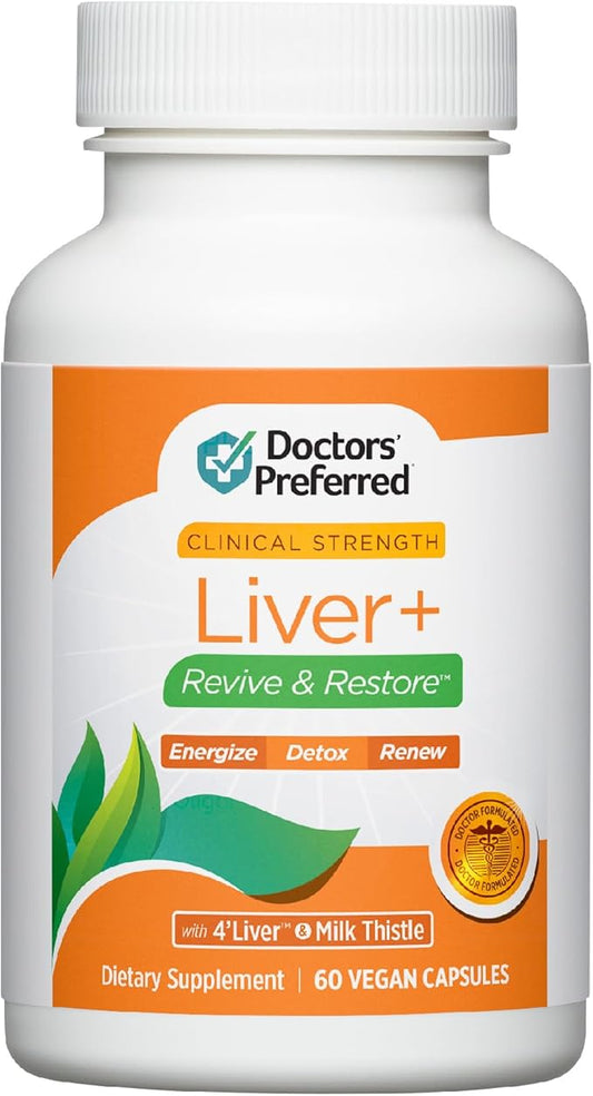DOCTORS' PREFERRED Liver+ Revive & Restore 10-in-1 Formula 4’Liver and 60 Capsules