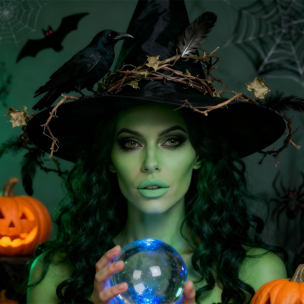 16 Colors Green Glitter Matte Eyeshadow Makeup Palette,Elphaba Witch Costume Eyeshadow Makeup, Forest Green Yellow Colorful Eye Shadow Plattet for Witch Cosplay Halloween SFX Makeup