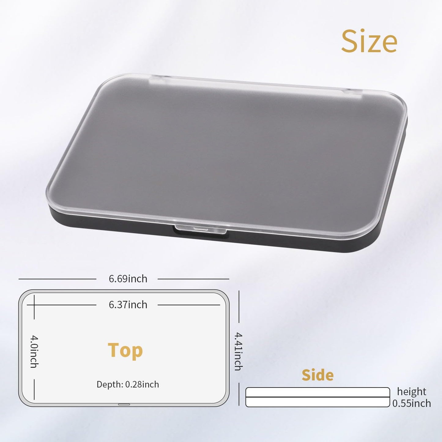 Magnetic Makeup Palette with Frosted Clear Top, 3Pack Empty Eyeshadow Dispensing Storage Box with 60Pcs Adhesive Metal Stickers for DIY Cosmetics Blush Powder-6.69"X4.41"Palette