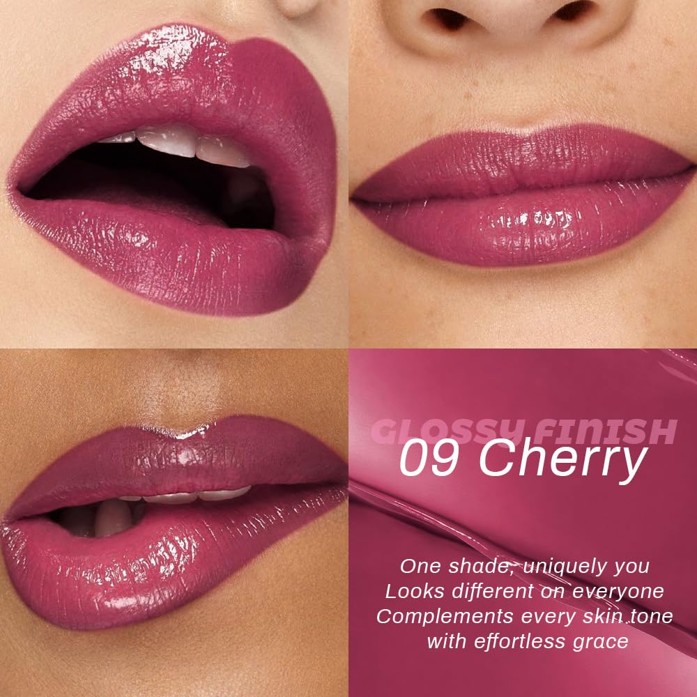 Cherry Honey Lipstick Tinted Lip Balm - Shine Moisturizing Lipstick for Women, Natural Nourishing Hydrating Lip Gloss Stain for Dry Lips, Tint Sheer Lightweight Makeup, Vegan - 1Pc #09 Cherry