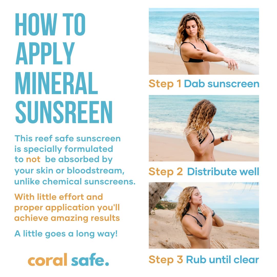Reef Safe Sunscreen SPF 30 Mineral Travel Face Lotion, Hawaii & Mexico Approved, Biodegradable, Zinc, Oxybenzone & Octinoxate Free, Water Resistant, Made in USA with Natural Ingredients by Coral Safe