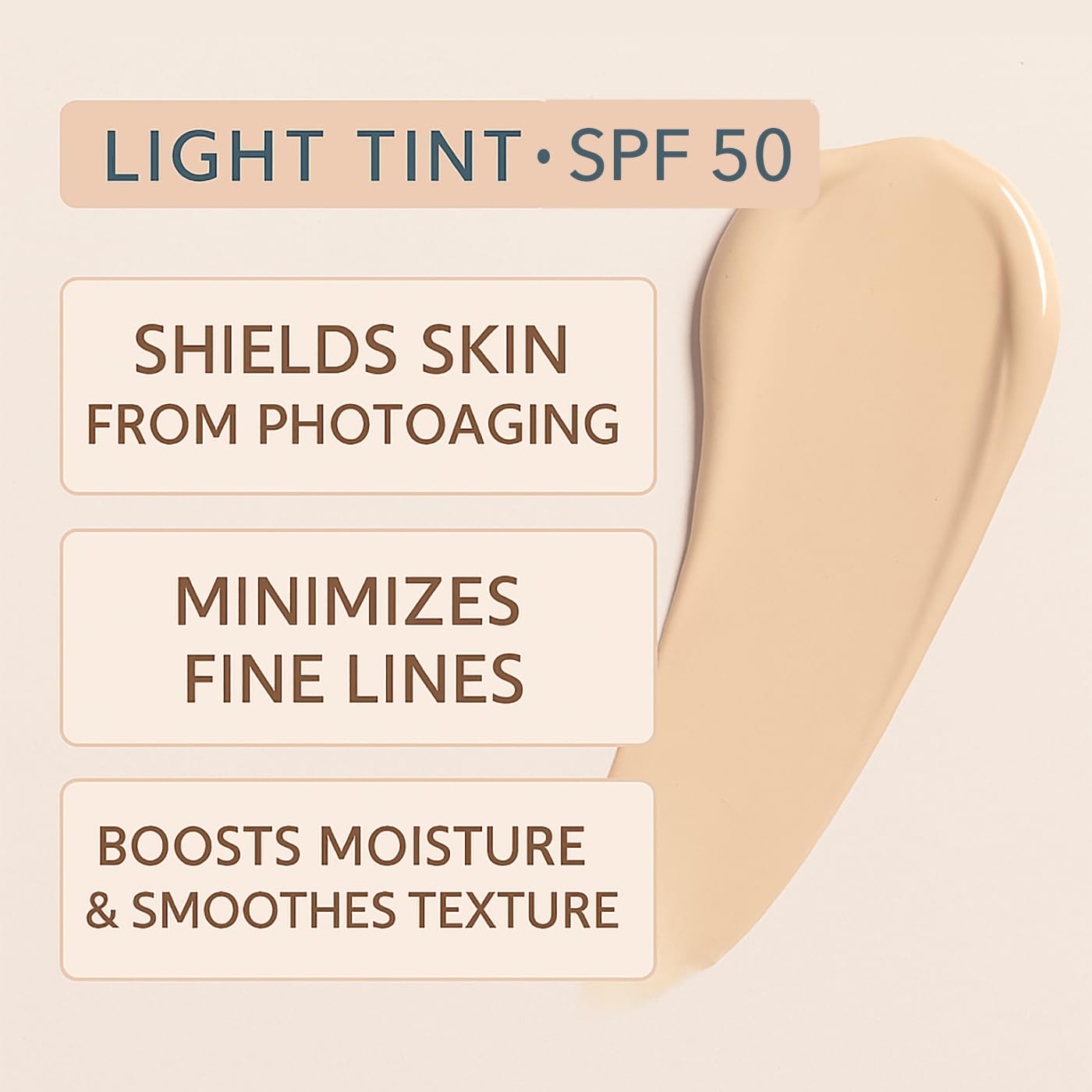 NAELI Anti Aging Tinted Moisturizer SPF 50, Mineral Sunscreen for Face with Zinc Oxide, Peptides & Ceramides, Natural Hydrating Light Tint - 1.4 oz