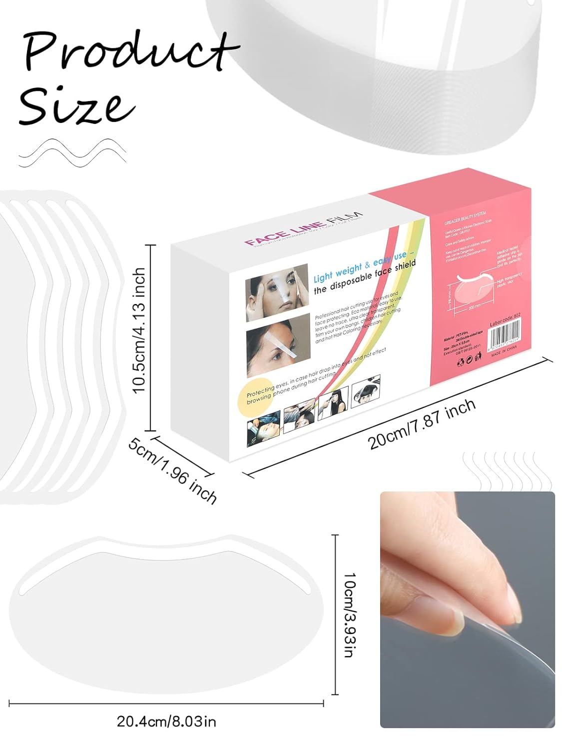 300 PCS Shower Face Eye Shields EBANKU Microblading Permanent Makeup Shower Visors for Adults Disposable Plastic Face Shields for Hairspray Salon Eyelid Aftercare