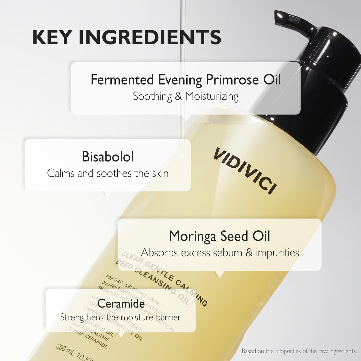 VIDIVICI Clear Gentle Calming Deep Cleansing Oil 10.14 fl.oz | Smooth & Gentle Makeup Remover for Sensitive Skin, Protect Skin Barrier with Ceramide, Korean skin care