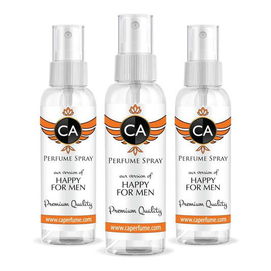 CA Perfume Eco Refill Impression of Happy For Men Cologne Eau de Parfum Spray Refillable Bottle 2 Fl Oz/60ml-X3