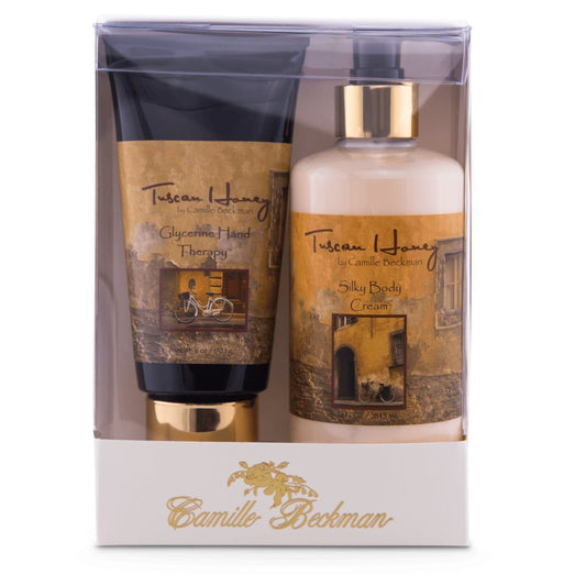 Camille Beckman Hand and Body Duet Set, Silky Body and Glycerine Hand Cream, Tuscan Honey