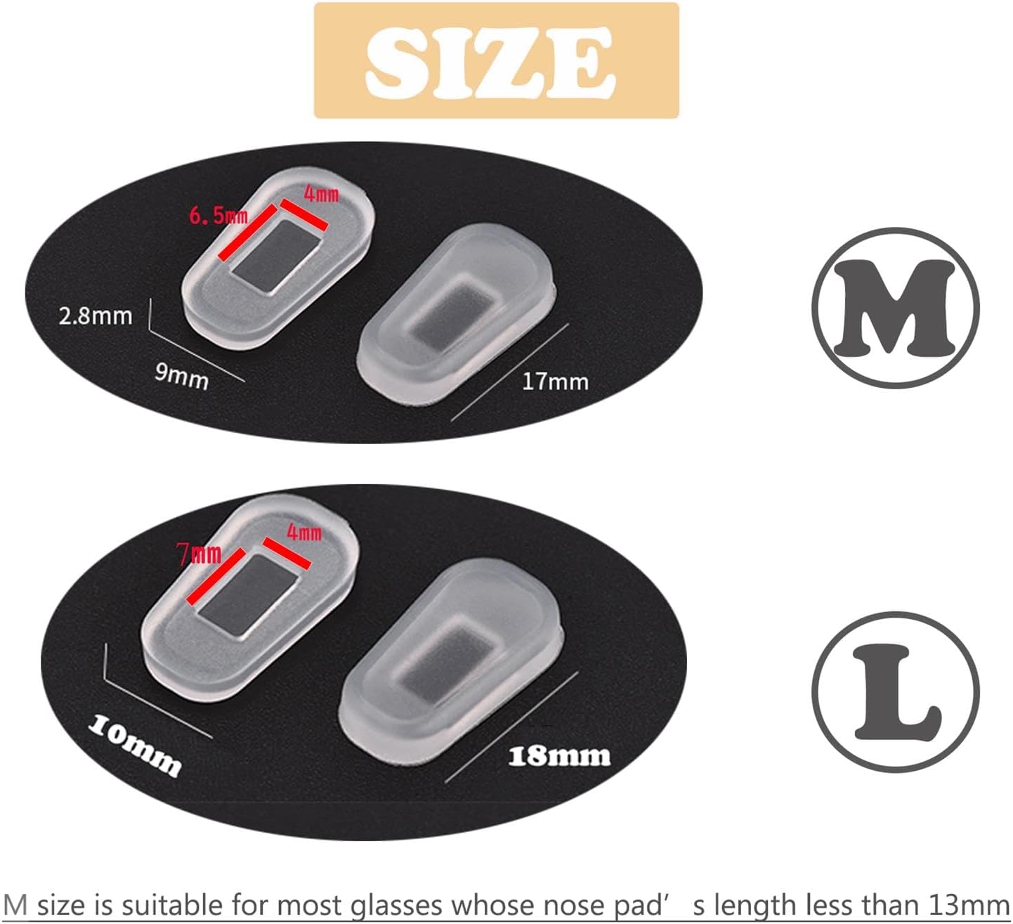 OPUGIT Soft Slip-on Nose Pads Covers, Non-Slip Silicone Eyeglass Nose Piece Pads, Eyewear Protective Covers, Eye Glass Repairing kit Nose Bridge Pads(Black,5 Pairs)