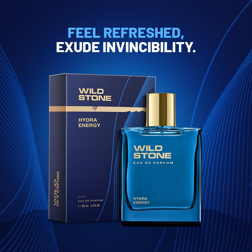 Wild Stone Hydra Energy EDP Premium Perfume for Men, 100 Ml | Long-lasting Eau De Parfum | Refreshing Fragrances for Modern Man | Active Lifestyle | Gift For Men