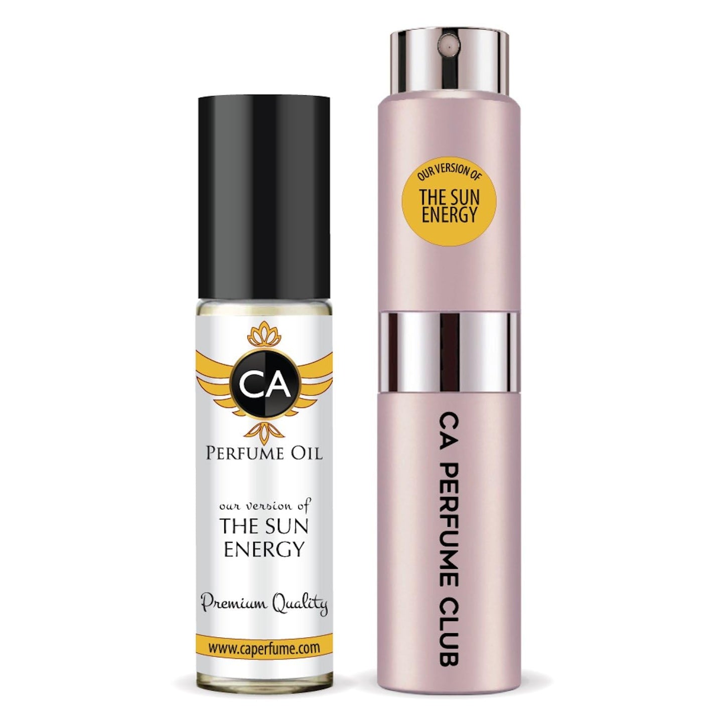 CA Perfume Duo Impression of The Sun Energy For Women And Men Perfume Layering Set Long Lasting Travel Size EDP + Body Oil Roll-On Bottle 0.27 Fl Oz+0.33 Fl Oz