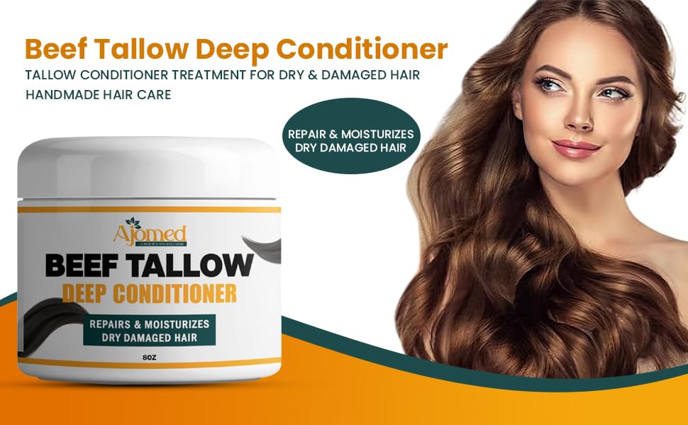 Tallow Deep Conditioner | Hair Treatment for Dry & Damaged Hair | Handmade hair mask - Detangler- Anti-Frizz dreadlock hair moisturizer-Split Ends Hair Care for Dry, Thin Fine Hair