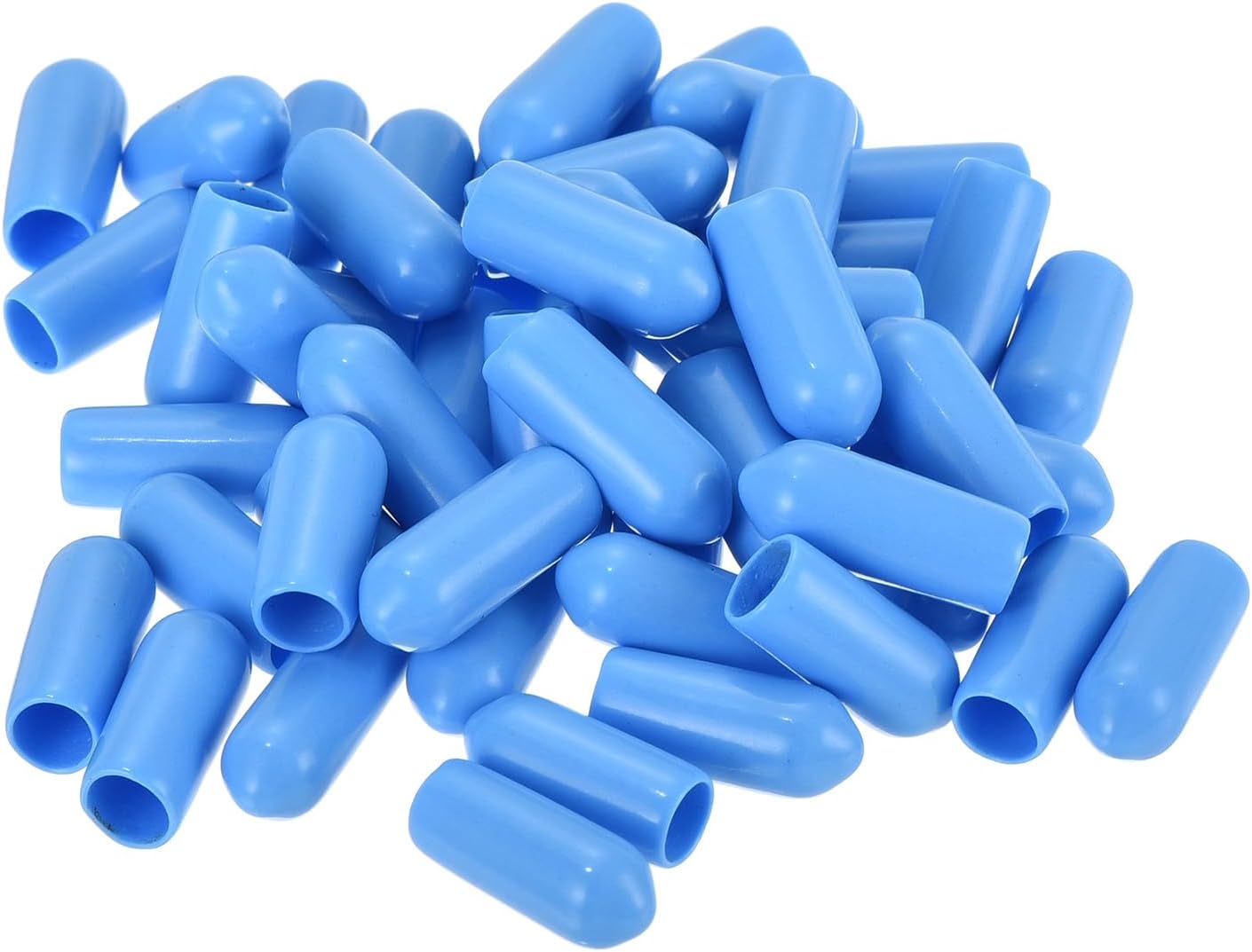 uxcell 50Pcs Rubber End Caps 5mm(3/16 inch) ID Vinyl PVC Round Tube Bolt Cap Cover Screw Thread Protectors Light Blue