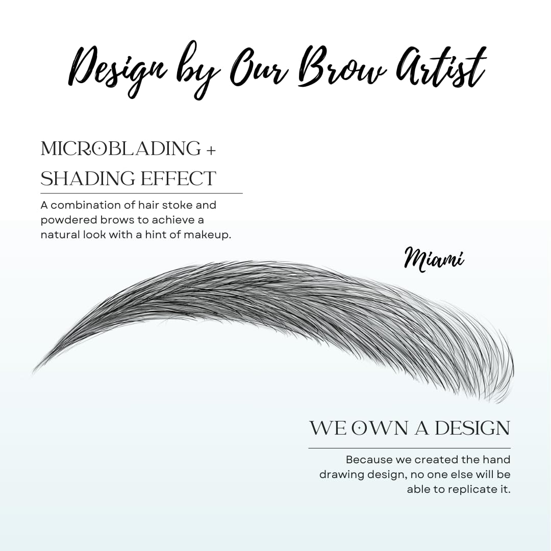 Bliss and Beyond USA Waterproof Eyebrow Tattoo Sticker - Long-Lasting, Natural looking Fake Eyebrow for Bald Spots, Alopecia, Chemo, Cancer gift. | Same Size tattoo | 2 Sheets (Dramatic Miami, Black)