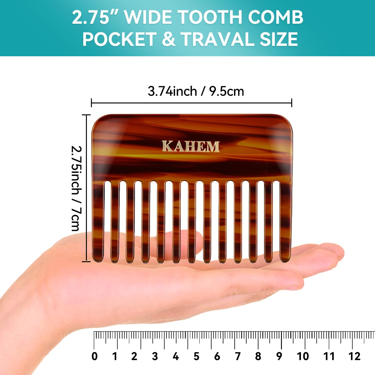 KAHEM Handmade Wide Tooth Comb for curly hair.Small Wide Tooth Comb for Long and short Hair Detangler Comb For Wet and Dry. Professional hair cutting combs-3.74Inch