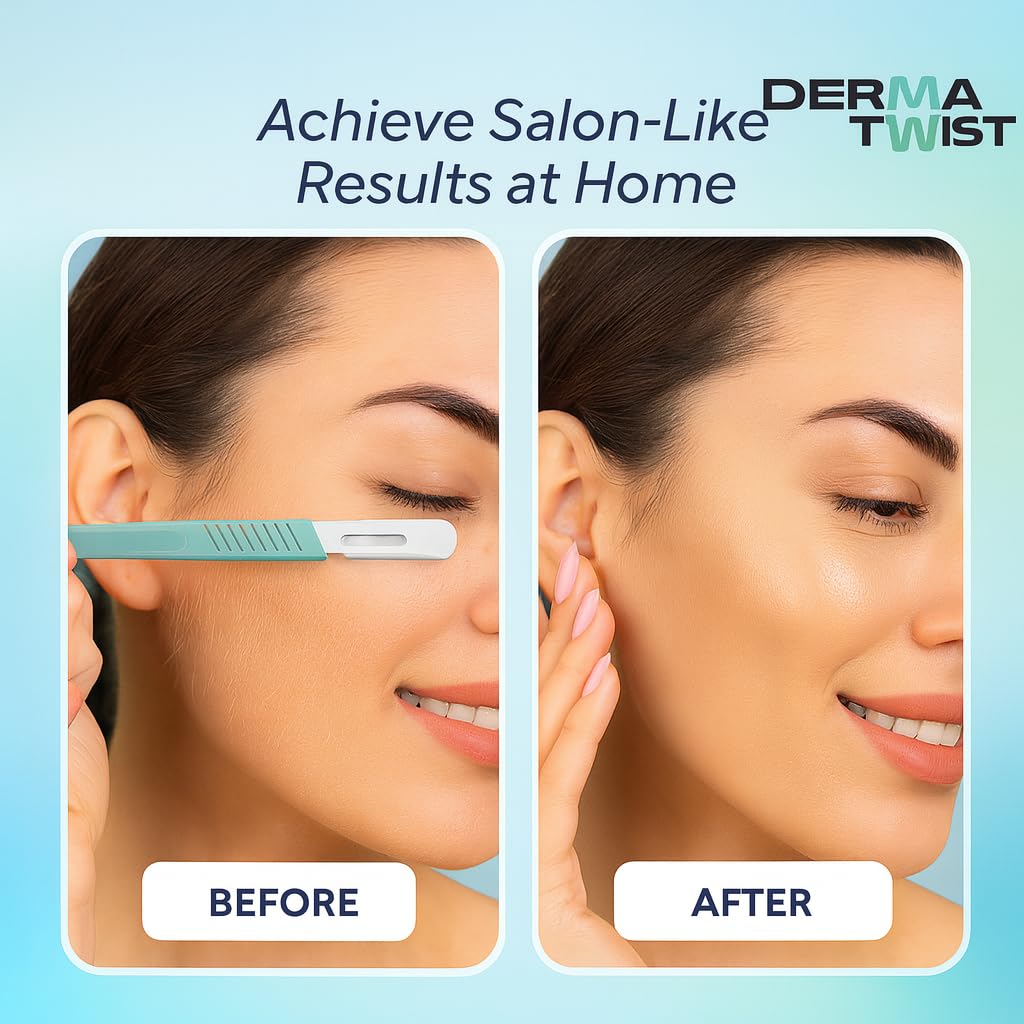 DermaTwist Dermaplane Razor for Women Face – 20-Pack Sterile Disposable Dermaplane Scalpels Facial Razors for Women Face Dermaplaning Professional Face Shaver (14R)