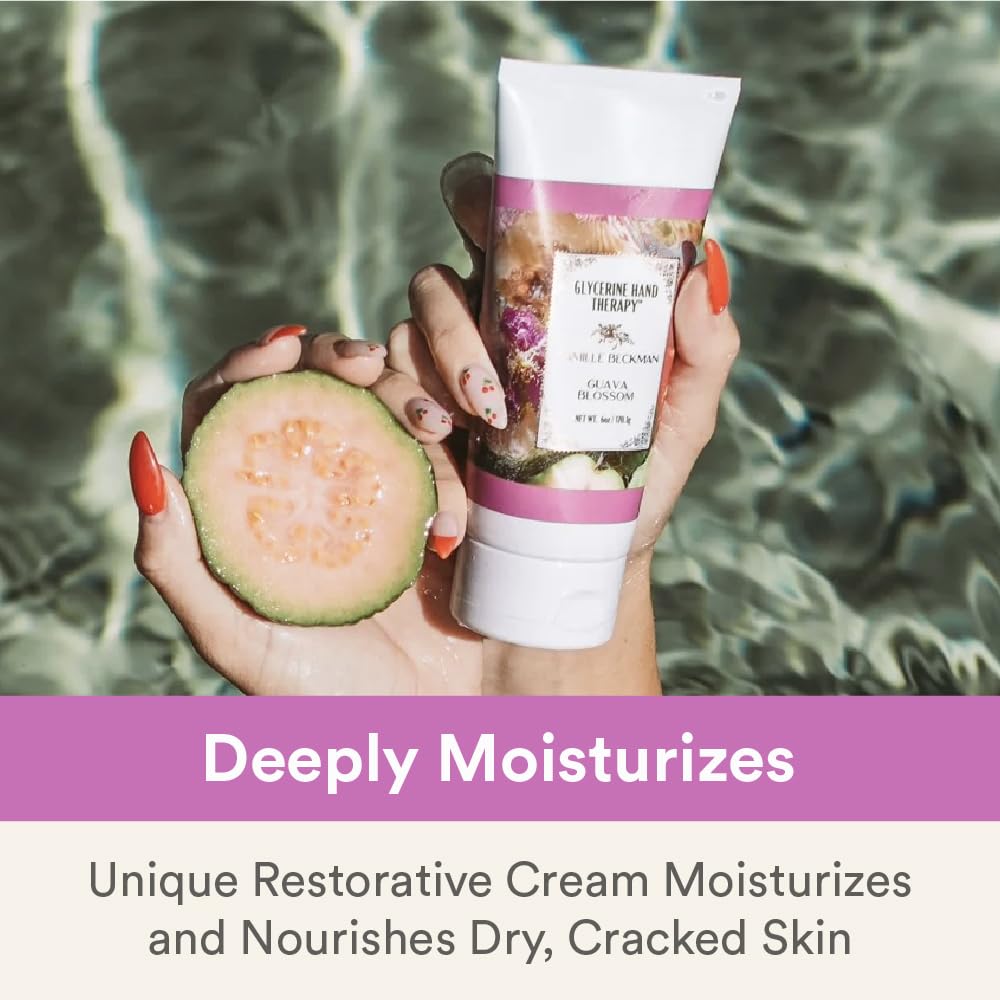 Camille Beckman Glycerine Hand Therapy Cream, Guava Blossom, Ultra Moisturizing Hand Cream for Dry, Cracked Hands, Non-Greasy, Paraben-Free, Made in USA, 1.35 Ounce