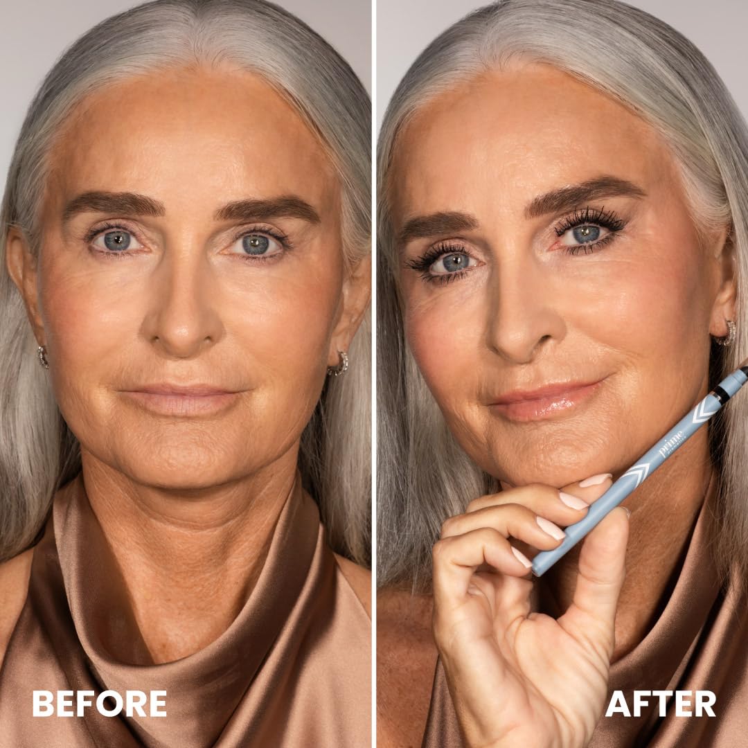 PRIME PROMETICS PrimeEyes Glide Eyeliner for Mature Women – Waterproof, Long-Stay and Mess-Proof – Gel Creme Texture, Discreet Sharpener and Effective Smudger (Smoky)
