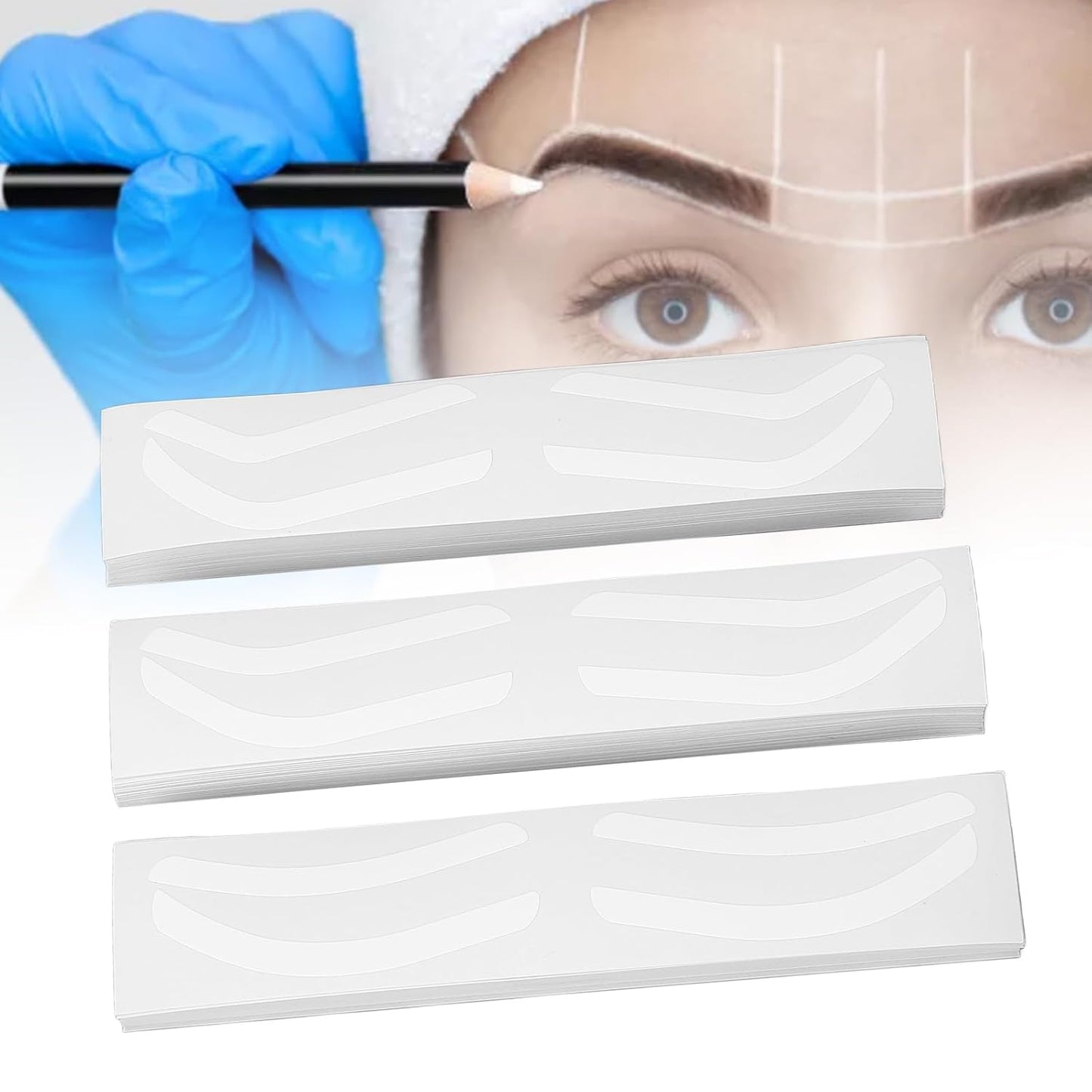 Eyebrow Airbrush Sticker, 150 Sheets 3 Type Eyebrow Template Sticker Disposable Eyebrow Stencil Kit, Eyebrow Shaping Tape Adhesive for All Face Shapes and Sizes