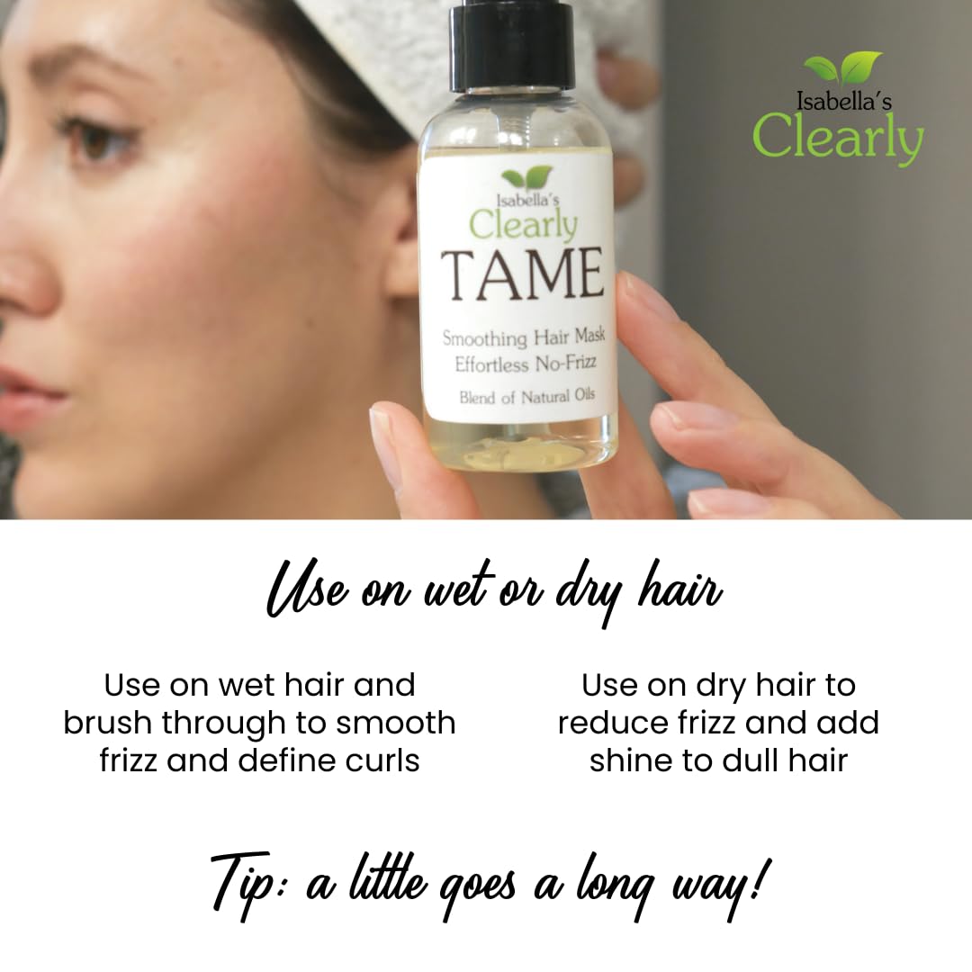 TAME Anti Frizz Smoothing Hair Styling Oil | Sulfate Free Leave In Hair Serum to Control Frizz, Add Shine for Curly, Frizzy, Dry Hair for Adults + Kids | Natural Hair Product Made in USA